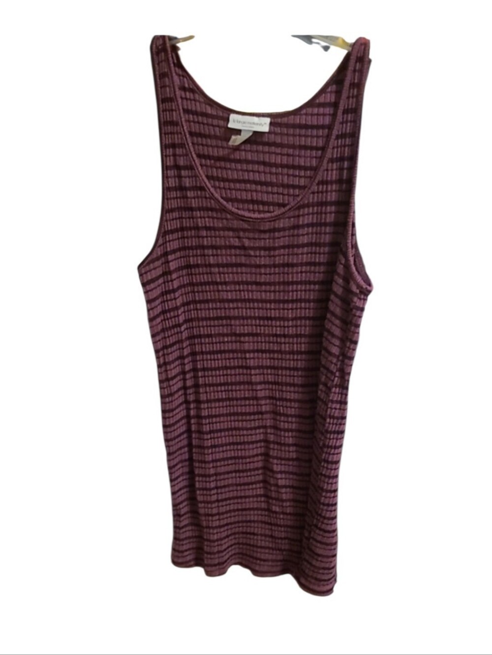 Liz Lange Plum Striped Ribbed Tank Top
